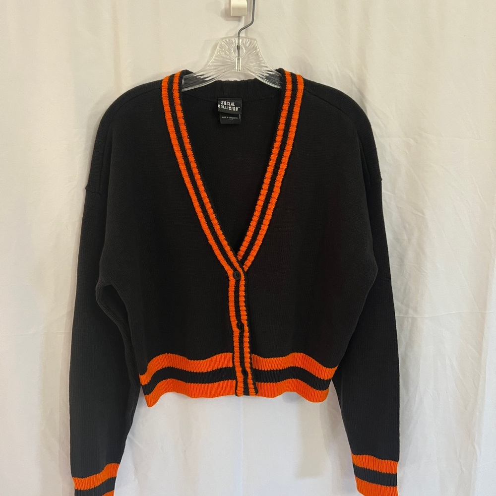 Earl Jean Black and Orange Women's Cardigan
